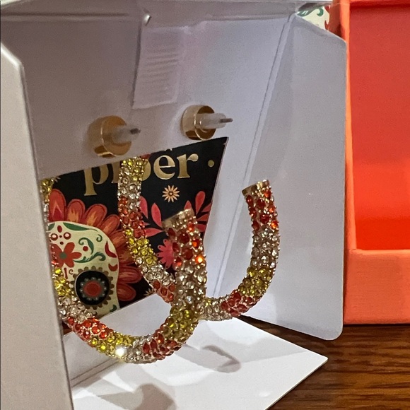 Piper K | Candy Corn Inspired Hoop Earrings - Picture 7 of 8